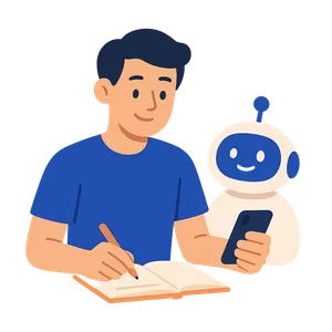 社会人・大学生の学習者をAIがマンツーマンでサポートするイメージ